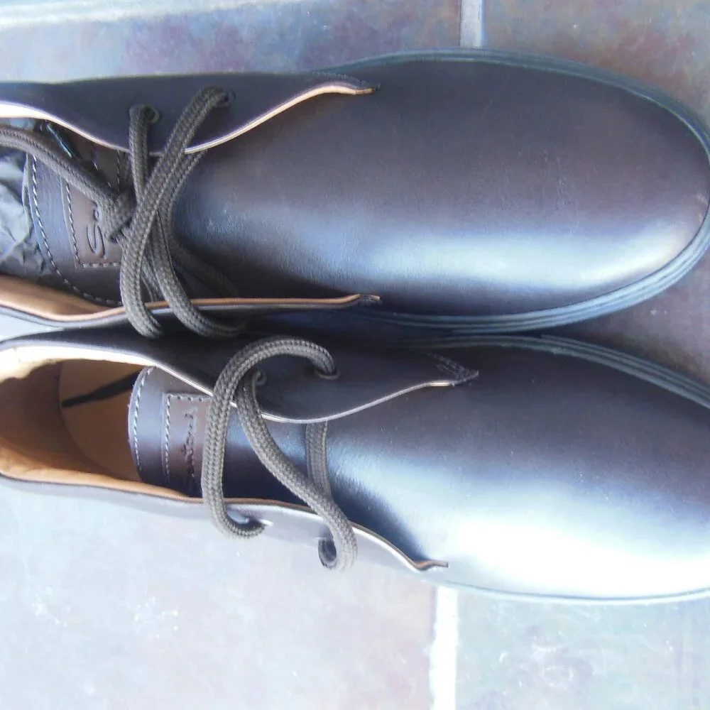 New Authentic Santoni High Top Luxury Leather Shoes Brown Italy UK 11 US 12 - Picture 2 of 14